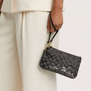 Coach Gray Sequin Wristlet EUC